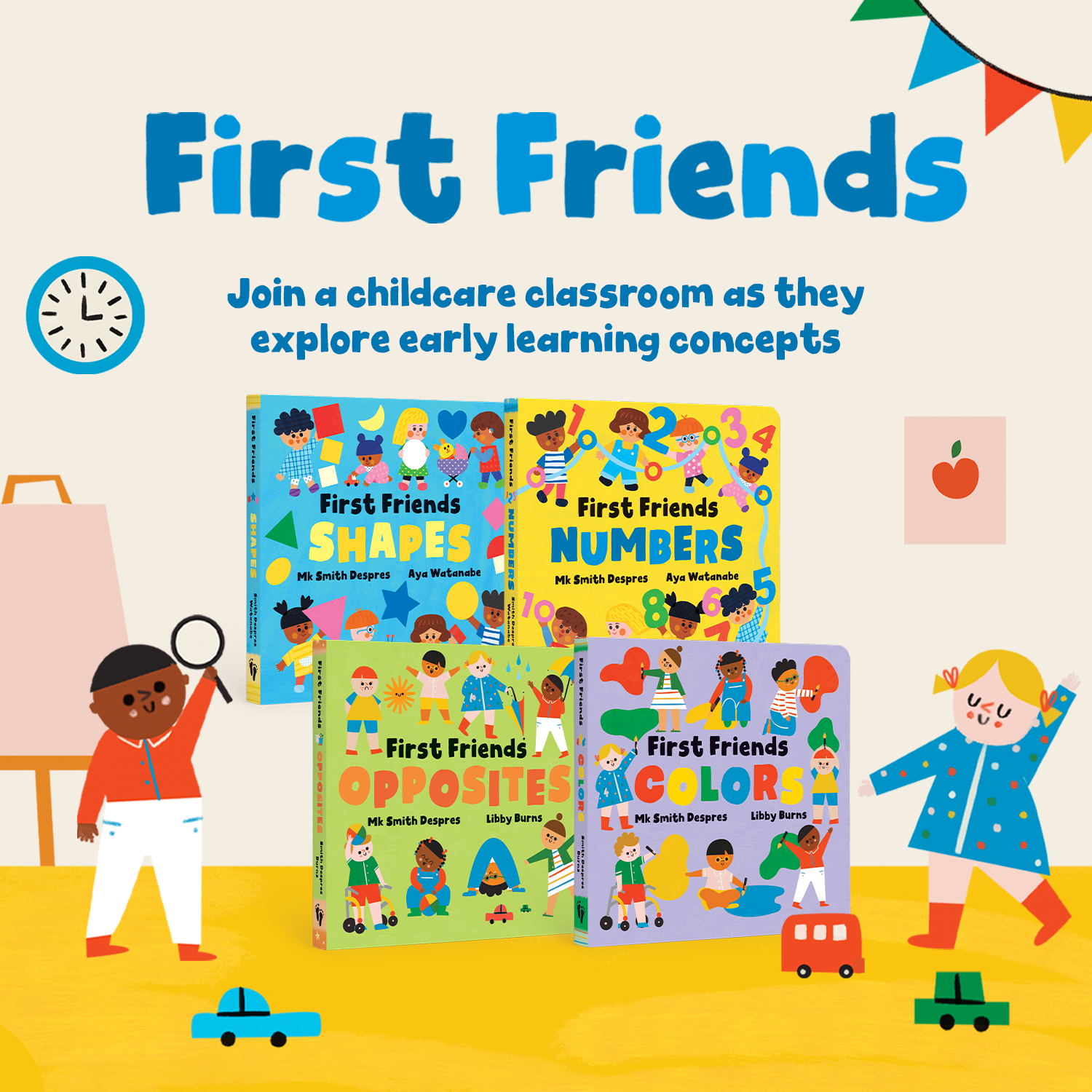 The First Friends series is here! Join a childcare classroom as they explore early learning concepts.