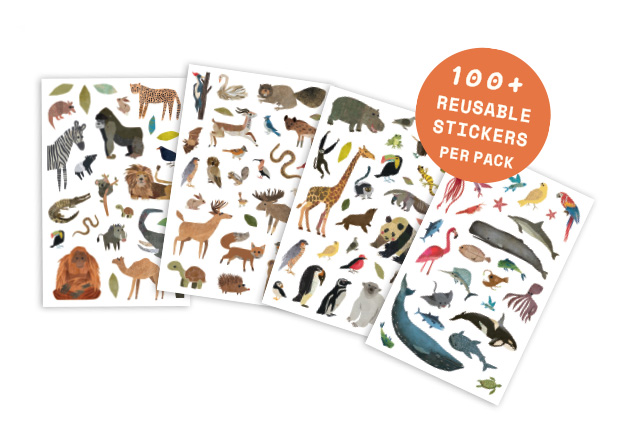 3D image of four So Many Things sticker sheets.